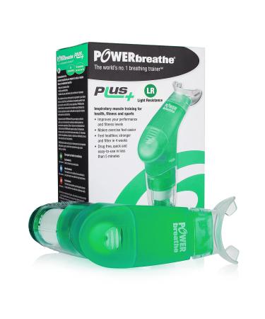 POWERbreathe - Breathing Exercise Device, Breathing Trainer and Therapy Tool to Strengthen Breathing Muscles and Help Lung Capacity, Handheld Inspiratory Muscle Trainer - Green, Light Resistance