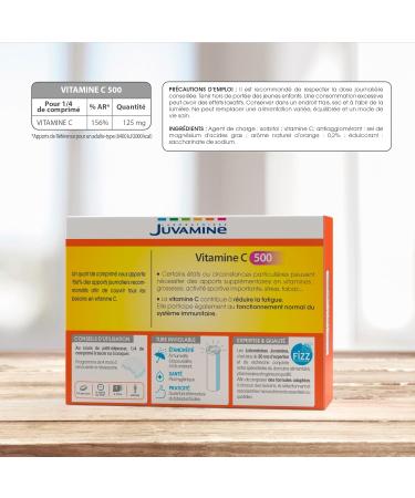 JUVAMINE - Vitamin C 500 - Helps reduce fatigue - Supports immunity - Natural Orange Flavor - Sugar Free - 4 Month Program - - Buy Online on GoSupps.com