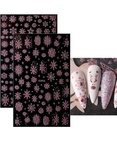 jmeowio 8 Sheets Christmas Glitter Nail Art Stickers Decals Self-Adhesive Snowflake Xmas Winter Holiday Cute Pink Nail Supplies Nail Art Design Decoration Accessories - Buy Online on GoSupps.com