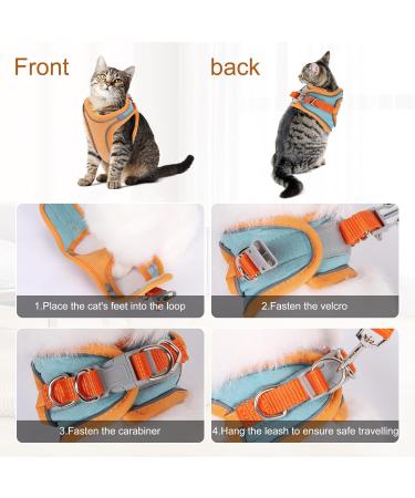 Kcysta Cat Harness and Lead Set Escape Proof Cat Vest Harness and Leash Set Adjustable Cat Harness Escape Proof with Reflective Strip for Outdoor Walking Training (Orange S) - Buy Online on GoSupps.com