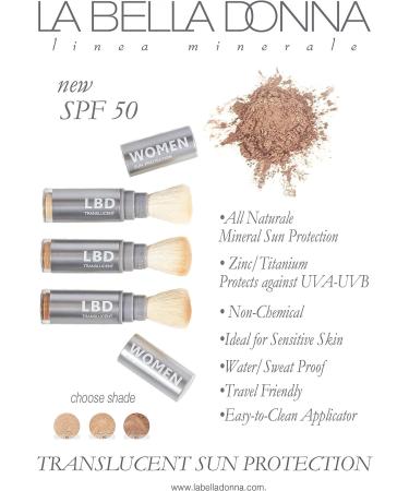 La Bella Donna Natural Mineral Waterproof SPF 50 Powder Sunscreen with Dispensing Brush - 5g (Light to Medium) - Buy Online on GoSupps.com