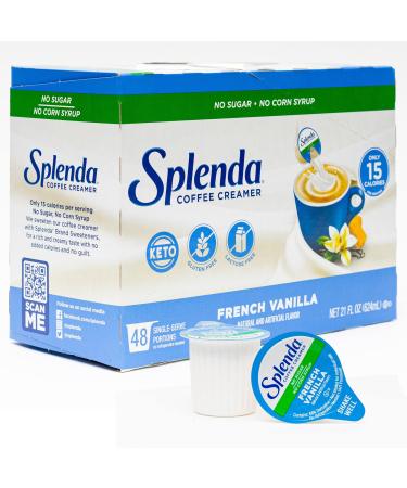 SPLENDA Sugar Free Low Calorie Single Serve Coffee Creamer Cups, French Vanilla, 48 Count