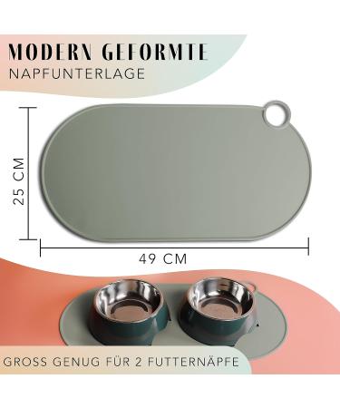 Shop Katznapf Waterproof Silicone Cat & Dog Feeding Mat | 49x25cm Sage Green | No-Bowl Pad for Mess-Free Meals - Buy Online on GoSupps.com