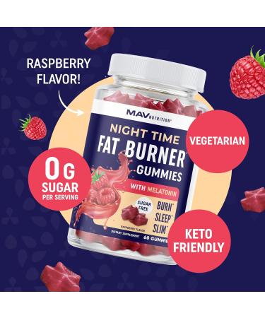 Night Time Fat Burner Gummies with Melatonin for Sleep & Weight Loss Support | Hunger Suppressant & Metabolism Booster Shred Belly Fat While You Sleep | Diet Supplement for Women & Men | 60 Ct - Buy Online on GoSupps.com