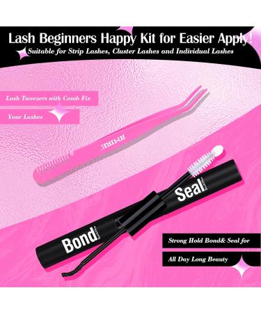 JIMIRE 2 in 1 Eyelash Glue & Lash Applicator Tweezers | Strong Hold Waterproof Adhesive for DIY Cluster Individuals - Buy Online on GoSupps.com