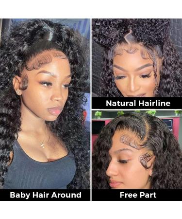 30 Inch Water Wave HD Lace Front Wig | 180% Density | Brazilian Virgin Human Hair | Pre Plucked | Glueless Transparent Lace Frontal | Curly Hair Wig for Black Women - Buy Online on GoSupps.com