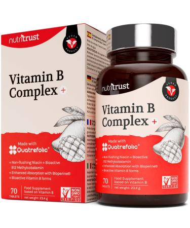 Vitamin B Complex Tablets 275mg - Vitamin B1 (Thiamine) B2 B3 (Niacin) B6 B7 B9 B12 - with 250% More B Vitamins Vegan - A Complete B Complex Vitamins High Strength