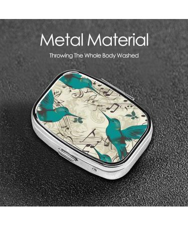 Teal Birds Musical Note Pill Box - Portable Travel Medicine Organizer | Stylish & Functional - Buy Online on GoSupps.com
