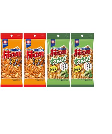 Kakinotane Snacks Japanese Snacks Sembei Rice Appetizers Set, Spicy Flavor and Wasabi, Made in Japan