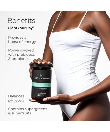 Buy Hush & Hush PlantYourDay Vegan Super Greens | Pea Protein Powder Broccoli Fiber Probiotics - Gluten Free Superfood 14.18 oz - Buy Online on GoSupps.com