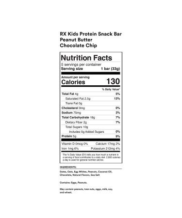 RXBAR Kids Protein Snack Bar 30ct Peanut Butter Chocolate Chip 1.16oz Bars - New Taste & Texture - Buy Online on GoSupps.com