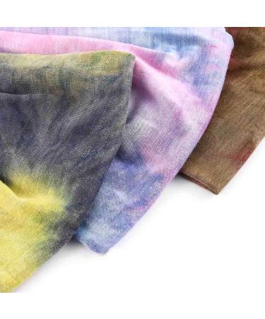 Sethexy Tie Dye Wide Frontal Elastic Head Wraps - 4 Pack Vintage Yoga & Running Headbands for Women & Girls - Wicking Hair Band - Buy Online on GoSupps.com