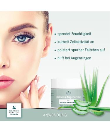 Buy Vegan Anti-Aging Eye Cream - 50ml with Hyaluronic Acid Organic Aloe Vera & Caffeine for Wrinkles & Dark Circles | International Shipping - Buy Online on GoSupps.com