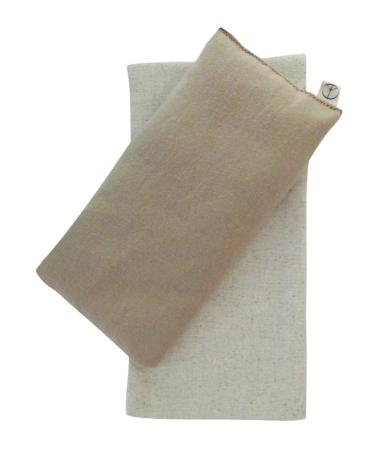 Peacegoods Eye Pillow Gift Set - 4 x 8.5 - Unscented Flax - Washable Cover - Soft Cotton Flannel - Soothing Relaxing - beige tan Beige w/natural