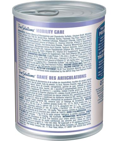 Blue Buffalo True Solutions Natural Adult Wet Dog Food Mobility Care 354g cans (Pack of 12) Mobility Care 12.5oz Cans - Pack of 12 - Buy Online on GoSupps.com