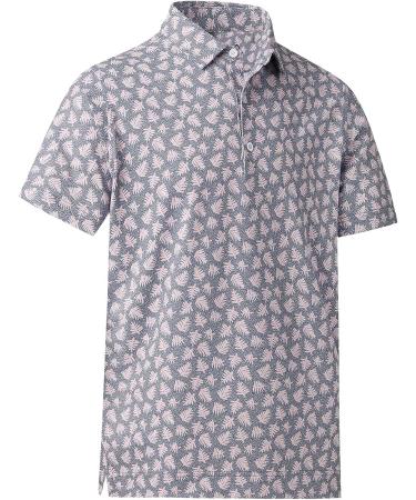 DEOLAX Men's Moisture Wicking Dry Fit Performance Golf Polo Shirt - Grey Pink, X-Large - Buy Online on GoSupps.com