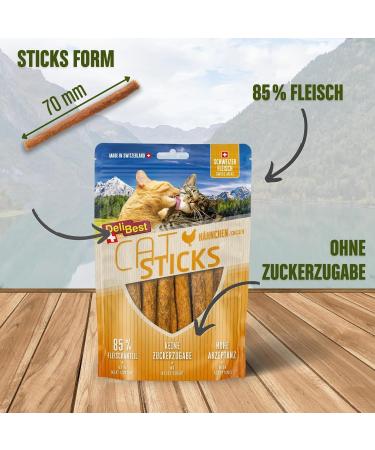 Delibest Cat Sticks - 100% Swiss Chicken Meat Treats | Cereal-Free Semi-Damp Snacks | All-Natural Allergy-Friendly Cat Treats - 50g - Buy Online on GoSupps.com