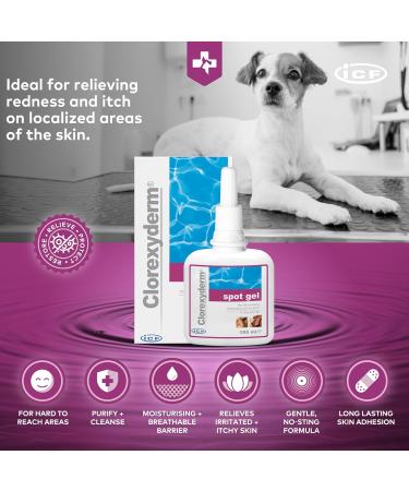 ICF | Clorexyderm Spot Gel | Advanced Cat & Dog Skin Care Gel for Itchy Skin & Wound Relief | Soothes and Moisturizes Irritated Skin | Liquid Plaster | Ideal for Paws Skin Folds and Localized Issues - Buy Online on GoSupps.com