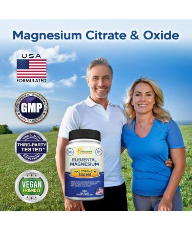 aSquared Nutrition Proprietary Magnesium 500mg High Absorption Magnesium Citrate & Oxide 180 Veggie Capsules 180 Day Supply USA Formulated & Third-Party Tested - Buy Online on GoSupps.com