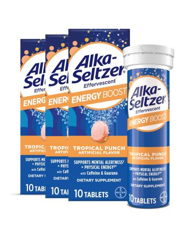 Alka-Seltzer Energy Boost: Caffeine & Guarana B Vitamins Supports Mental Alertness and Physical Energy Daily Energy Supplement Fizzy Tablets Sugar-Free Light Tropical Punch Flavor 30ct
