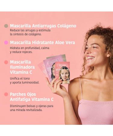 Sensalia Labs IROHA NATURE Travel facial care set antiaging moisturizing and whitening face masks + antifatigue blinders with collagen aloe vera and vitamin C - Buy Online on GoSupps.com