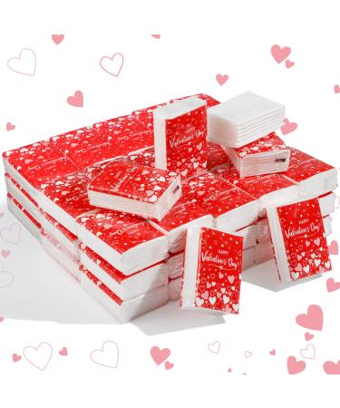 50 Pack Valentine's Day Travel Tissues 3 Ply Valentine's Day Pocket Tissues Valentine's Day Gifts for Kids Facial Tissues for Women Girlfriend Boyfriend Lover Bulk Individual Tissue Packs