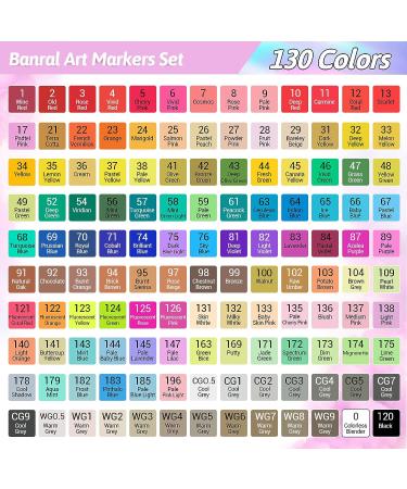 Banral 130 Colors Dual Tip Alcohol Based Markers Set - Premium Brush Markers for Artists, Kids, and Adults - Ideal for Coloring, Drawing, Sketching, and Illustration with Case - Buy Online on GoSupps.com