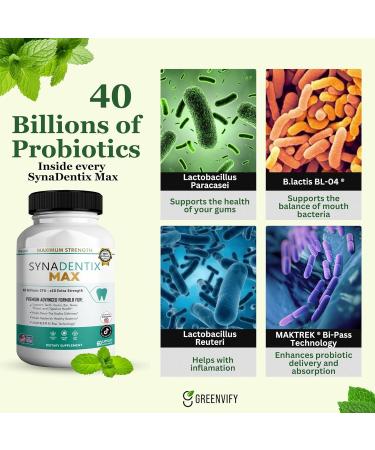 GREENVIFY SynaDentix Max Probiotic Supplement 40 Billion CFU MAKTREK Bi-Pass Technology 60 Capsules 30-Day Supply (1) - Buy Online on GoSupps.com