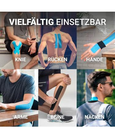 Truetape Kinesiotapes - Waterproof & Elastic Kinesiology Tape Rolls (5m x 5cm) | Skin-Friendly Sport Tapes | Blue & Black (2 Pack) - Ideal for Sports & Injury Recovery - Buy Online on GoSupps.com