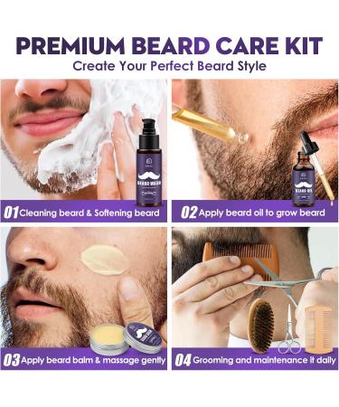 Complete Beard Grooming & Growth Kit for Men - Beard Oil, Wash, Balm, Comb, Brush, Scissors, Shaper, Storage Bag - Father's Day Gift - Buy Online on GoSupps.com