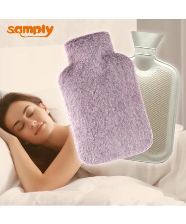 Samply 2L Rubber Hot Water Bottle with Luxury Faux Fur Cover - Pink | Bed Warmer & Pain Relief Solution - Buy Online on GoSupps.com