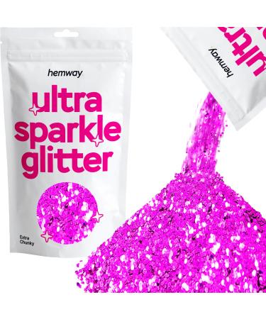 Hemway | Ultra Shine Glitter EXTRA CHUNKY Glitter 1/24" 0.040" 1mm 1000mic 100g Rose Pink Rose Pink Extra Chunky - 100g