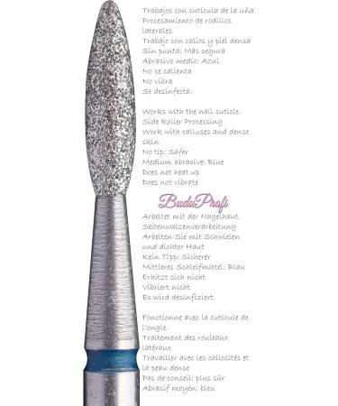 Diamond Drill Bit Bits Manicure Pedicure Nail "Flame " Blue 2.1mm Staleks (Blue/Medium) - Buy Online on GoSupps.com
