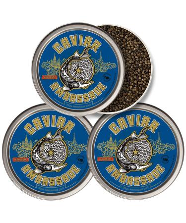 French Baeri Caviar - 3 X 100g - Acipenser baerii - Refrigerated delivery - CAVIAR AMBASSADE