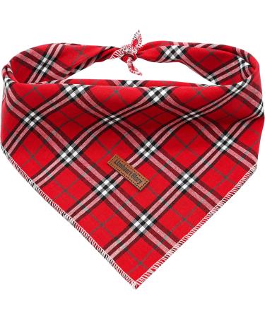 Lionheart Glory Dog Hallk 1 packable soft cotton Christmas bib adjustable kerchief quadratical dog neckerchiefs for large dogs checkered neckerchiefs Large (1 Pack) B: Christmas checkered