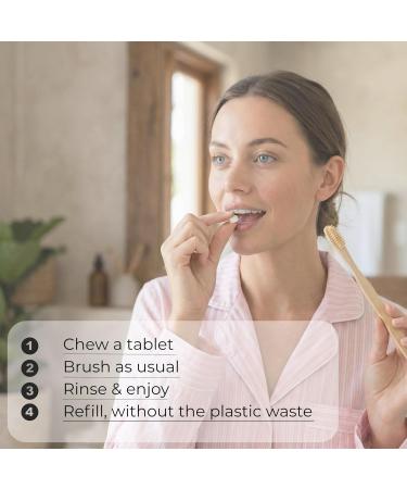 Cool Mint Fluoride-Free Toothpaste Tablets with Nano Hydroxyapatite | Natural Whitening Enamel Strengthening Plastic-Free & Travel-Friendly (1 Month Refill) 62 Tablets Mint - 1Month Refill - Buy Online on GoSupps.com