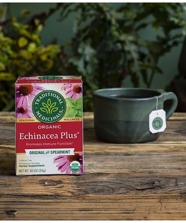 Organic Echinacea Plus Tea - Caffeine Free, 16 Wrapped Bags | Traditional Medicinals - Buy Online on GoSupps.com