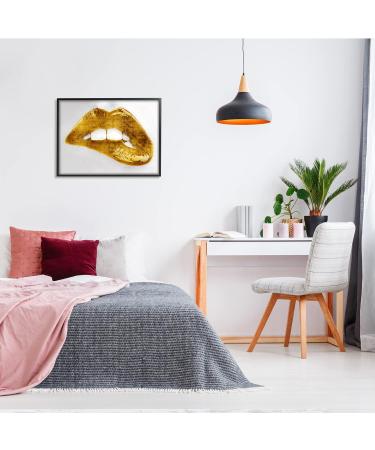 Stupell Industries Modern Yellow Fashion Lip Bite Glam Wall Art by Sarah McGuire - 30 x 24 - Black Framed - Buy Online on GoSupps.com