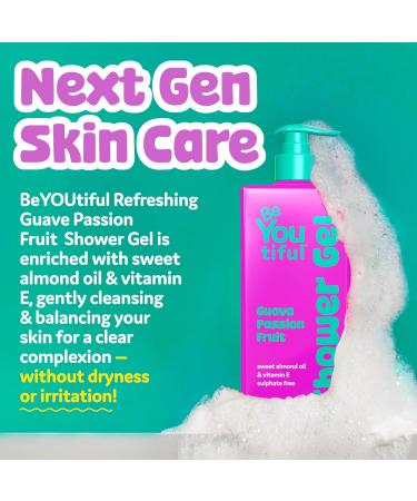 BeYoutiful Natural Hydrating Body Wash for Kids & Teens Valentines Day Gifts for Teen Girls Guava Passion Fruit Exfoliating Gel Acne-Prone Sensitive Skin Care 32 oz - Buy Online on GoSupps.com