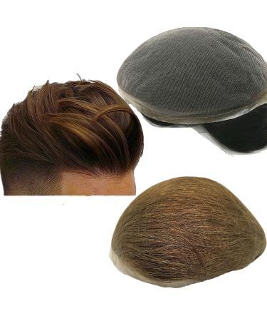 Real hair toupet for men nlw men's toupet real hair replacement system European real hair wig natural breathable Swiss top hair part real hair wig for men 10x8 "(#4 medium brown) - Buy Online on GoSupps.com