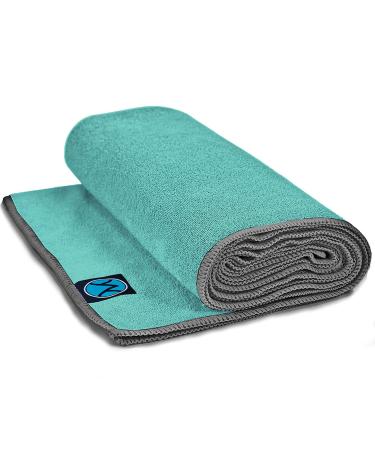 Youphoria Yoga Towel Microfiber Non-Slip Yoga Mat Towel Mint Towel/Gray Stitching