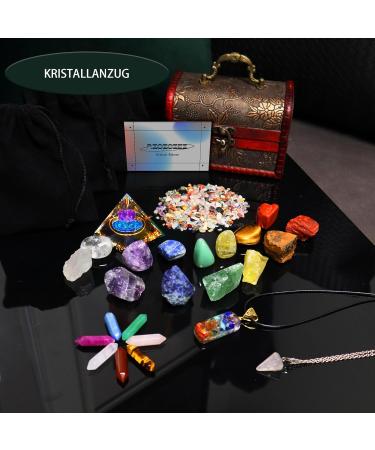 29PC Crystal Gemstones Set | Healing Stones for Chakra Meditation - Raw Spherical Necklaces & Pyramid | Perfect Gift for Wellness - Buy Online on GoSupps.com