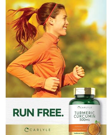 Turmeric Curcumin 500mg 180 Powder Capsules | Joint Support Complex with Bioperine | Non-GMO Gluten Free Supplement by Carlyle - Buy Online on GoSupps.com