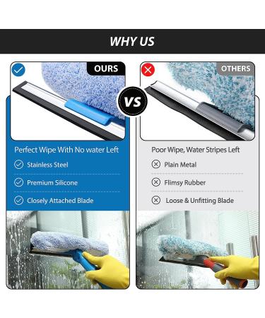 VITEVER Professional Window Squeegee Cleaner Tool with Extension Pole - 2-in-1 Scrubber Cleaning Kit - Buy Online on GoSupps.com