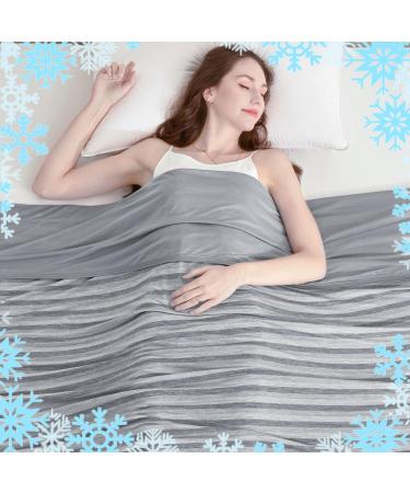 Cooling Blanket with Double Sided Cold Effect King Size Lightweight Breathable Summer Large Oversize Blankets for Bed Transfer Heat to Keep Body Cool for Hot Sleepers and Night Sweats Grey Band 229x274 cm