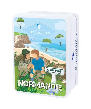 CHEVALIERS D'ARGOUGES French Master Chocolatiers - Melting hazelnut bites milk chocolate 33% in papillotes - Box 6 June 1944 - Souvenir of the landing - 100g