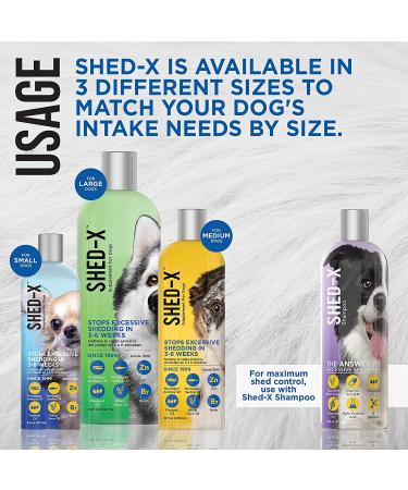 Shed-X Liquid Daily Supplement for Dogs - 100% Natural Solution to Excessive Shedding - Essential Fatty Acids, Vitamins, and Minerals - 32 oz - Buy Online on GoSupps.com