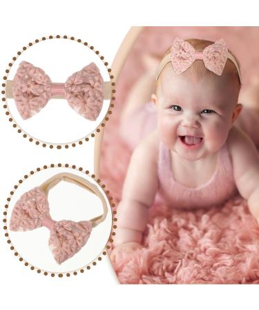 Euioovm Baby Girl Hair Bands - 4 Pack Bow Headbands for Toddlers | Embroidered & Printed Nylon Headgear - Buy Online on GoSupps.com
