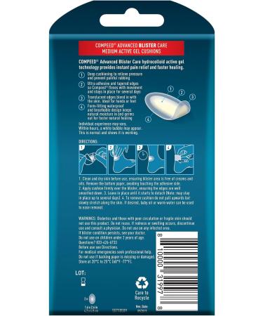 Compeed Advanced Blister Care Hydrocolloid Bandage Cushions - 6 Medium Pads for Heel Blister Prevention & Treatment - Buy Online on GoSupps.com
