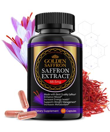 Golden Saffron, Saffron Extract 8825 (Vegetarian) - Best All Natural Appetite Suppressant That Works - 88.5 mg per Capsule - Manufactured by Highest Grade Saffron, Non-GMO, 30 Day Supply